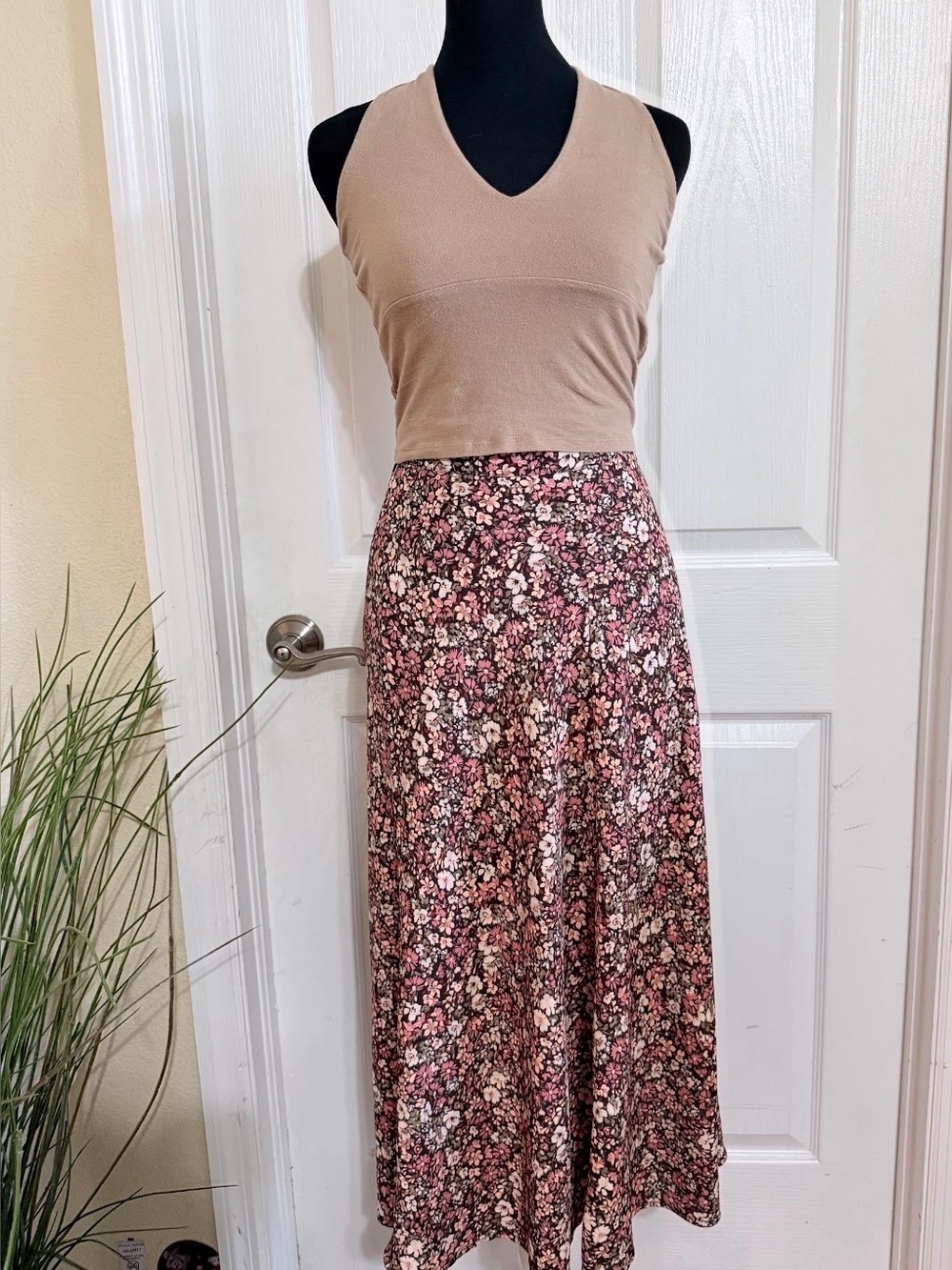 Altar’d State XS Floral Maxi Skirt Pink Brown Ditsy Floral Boho Cottagecore